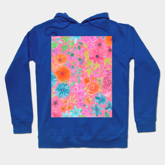 Floral watercolor pattern in pink Hoodie by katerinamk